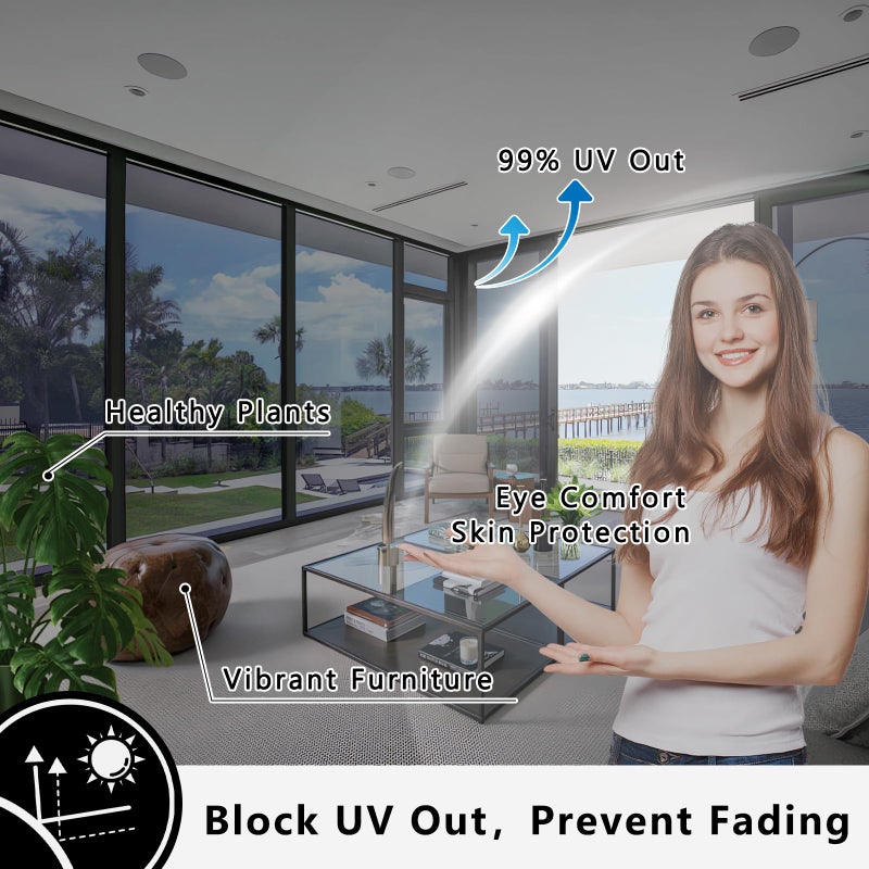 Lmlpt One Way Window Privacy Film See Out Not in Heat Control Windows Tint for Home Sun Blocking Anti UV Mirror Glass Tinting Films Self-Adhesive Door Coverings,Diamond Black Silver,23.6X118.1inch - Image 4